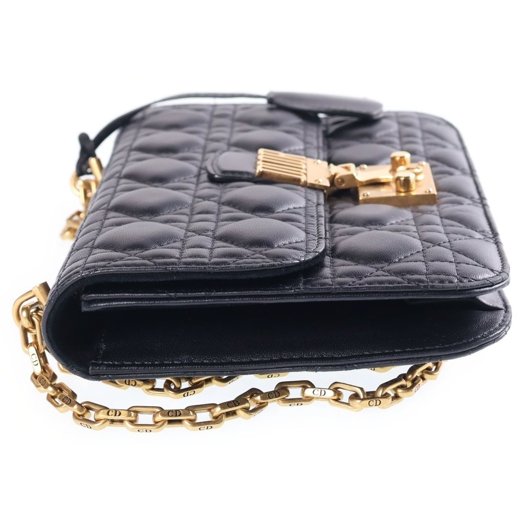Dior Addict Cannage Chain Shoulder Bag Black Leather Gold — view 3