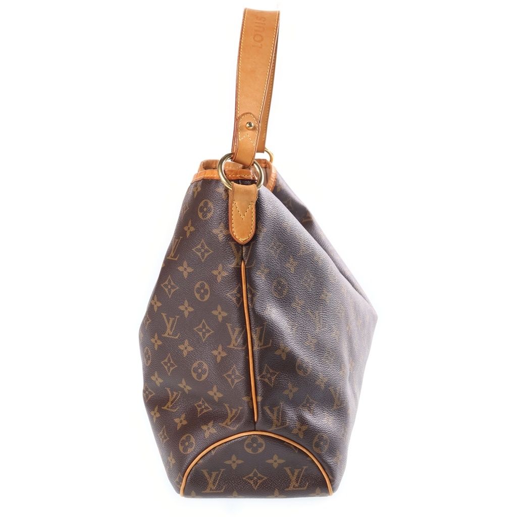 Louis Vuitton Monogram Delightful PM Tote Bag Brown Leather Gold — view 3