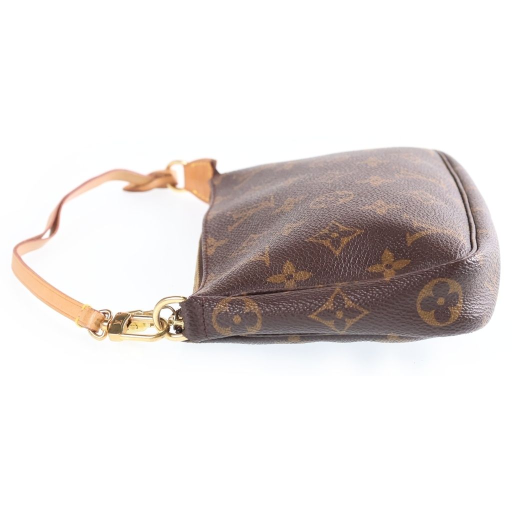 Louis Vuitton Monogram Pochette Accessoires Handbag Pouch Case Brown Leather — view 3