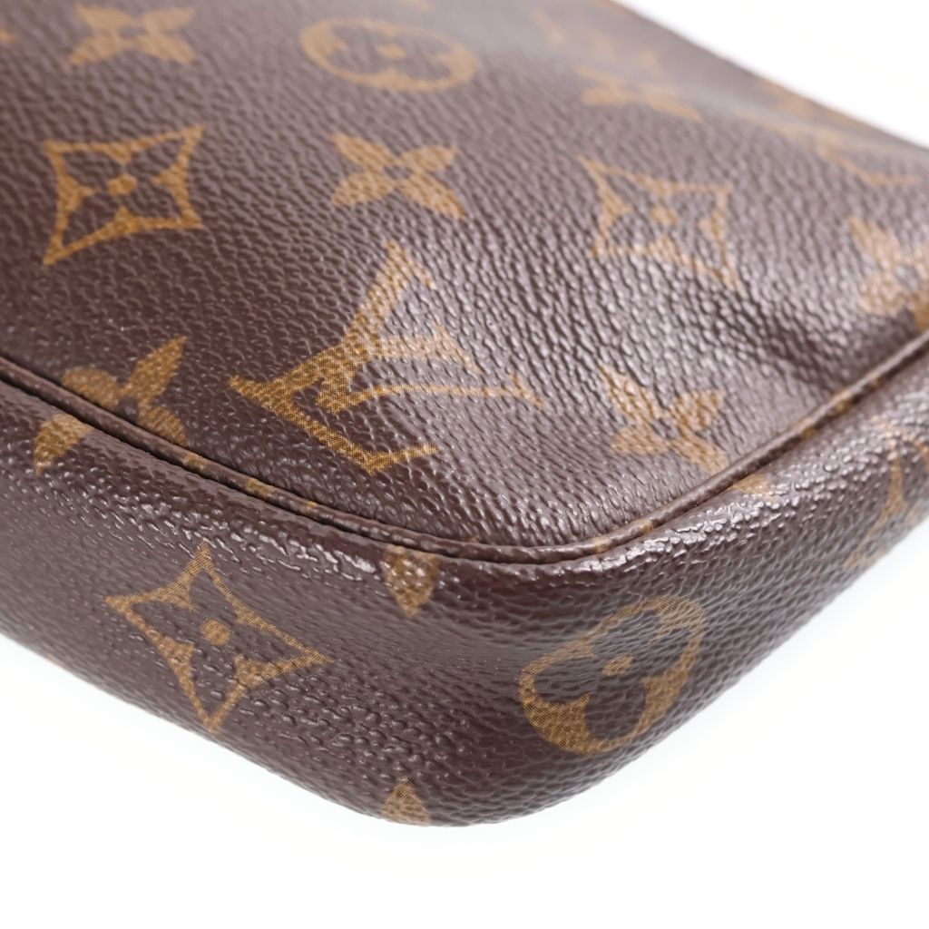 Louis Vuitton Monogram Pochette Accessoires Handbag Pouch Case Brown Leather — view 5