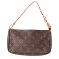 Louis Vuitton Monogram Pochette Accessoires Handbag Pouch Case Brown Leather