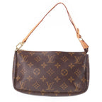 Louis Vuitton Monogram Pochette Accessoires Handbag Pouch Case Brown Leather