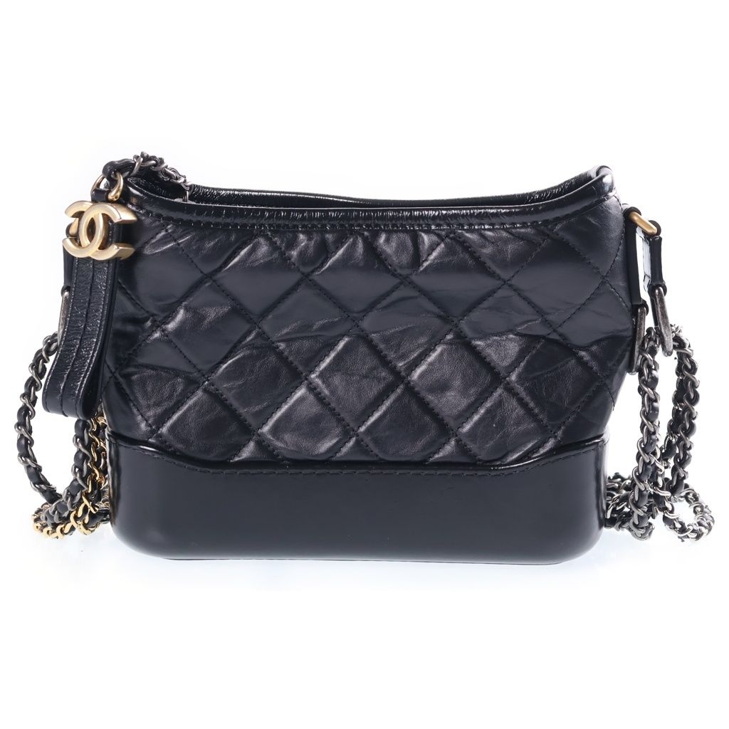 Chanel Gabrielle de Chanel Small Hobo Chain Shoulder Bag Black Vintage Calfskin