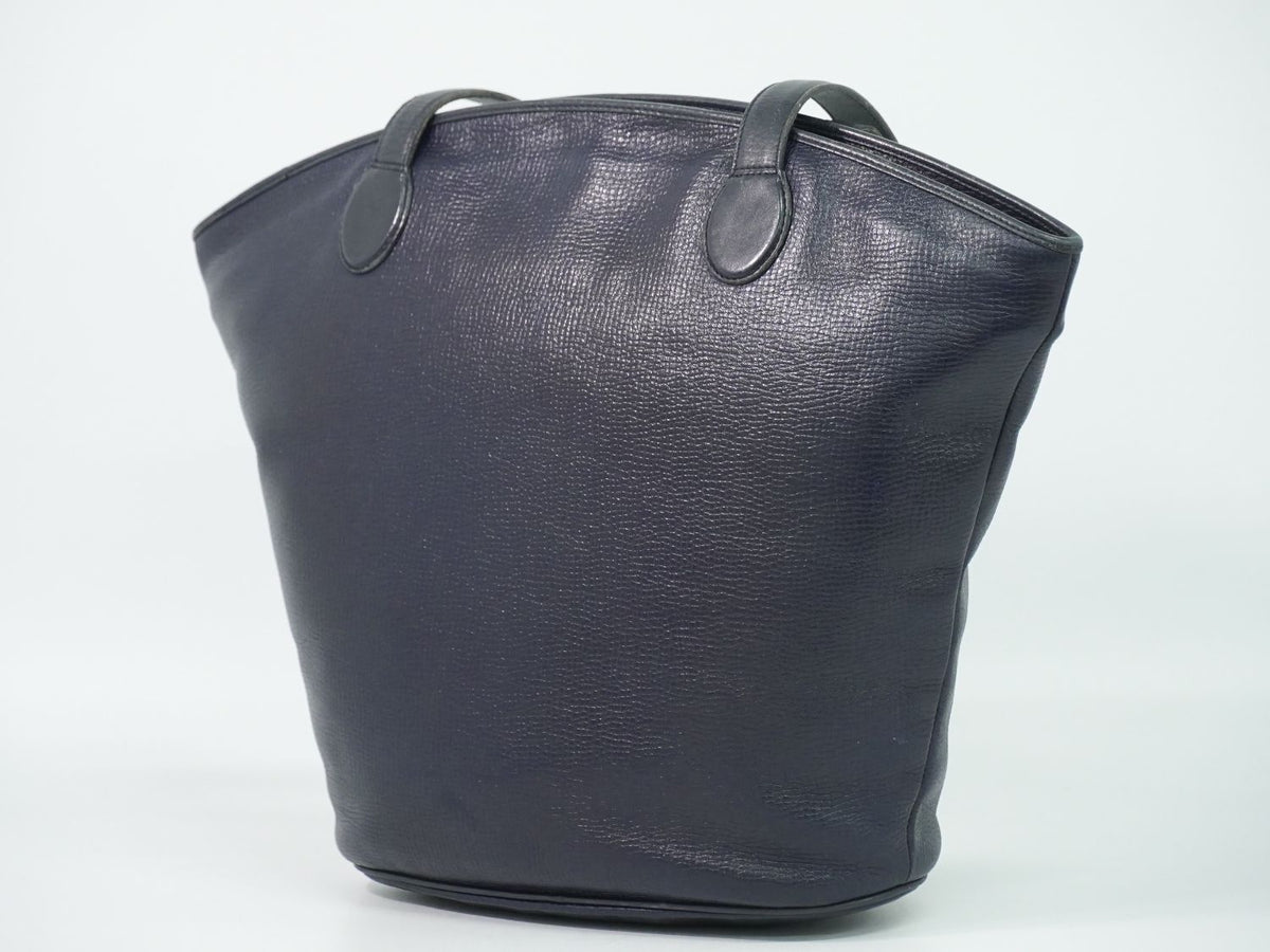 Dior Leather Shoulder Bag Tote Navy — view 2