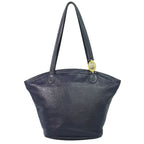 Dior Leather Shoulder Bag Tote Navy