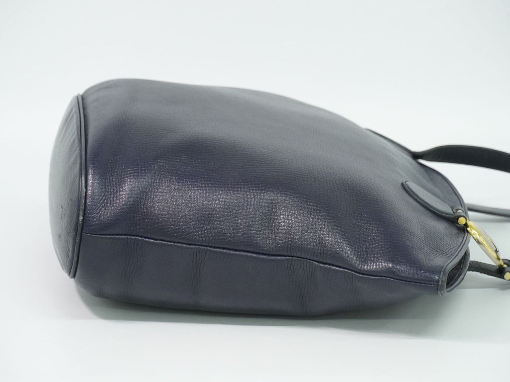 Dior Leather Shoulder Bag Tote Navy — view 4