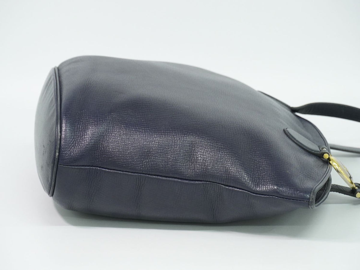 Dior Leather Shoulder Bag Tote Navy — view 4