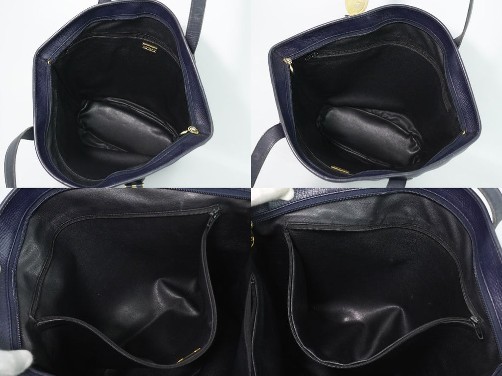 Dior Leather Shoulder Bag Tote Navy — view 8