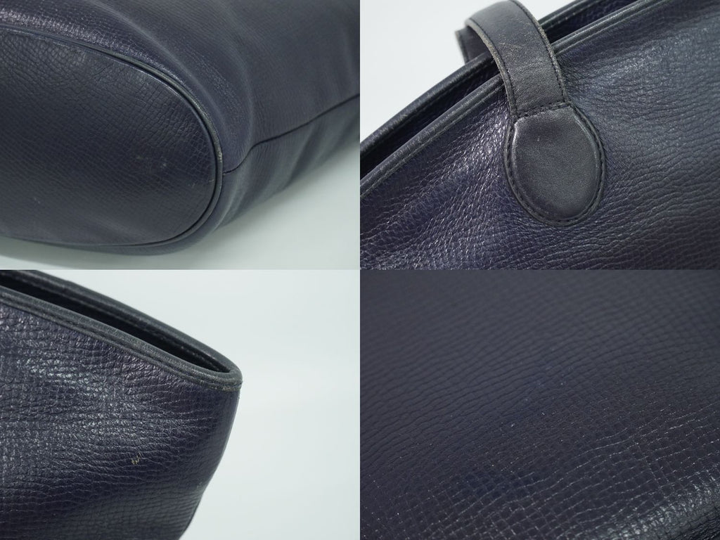 Dior Leather Shoulder Bag Tote Navy — view 7