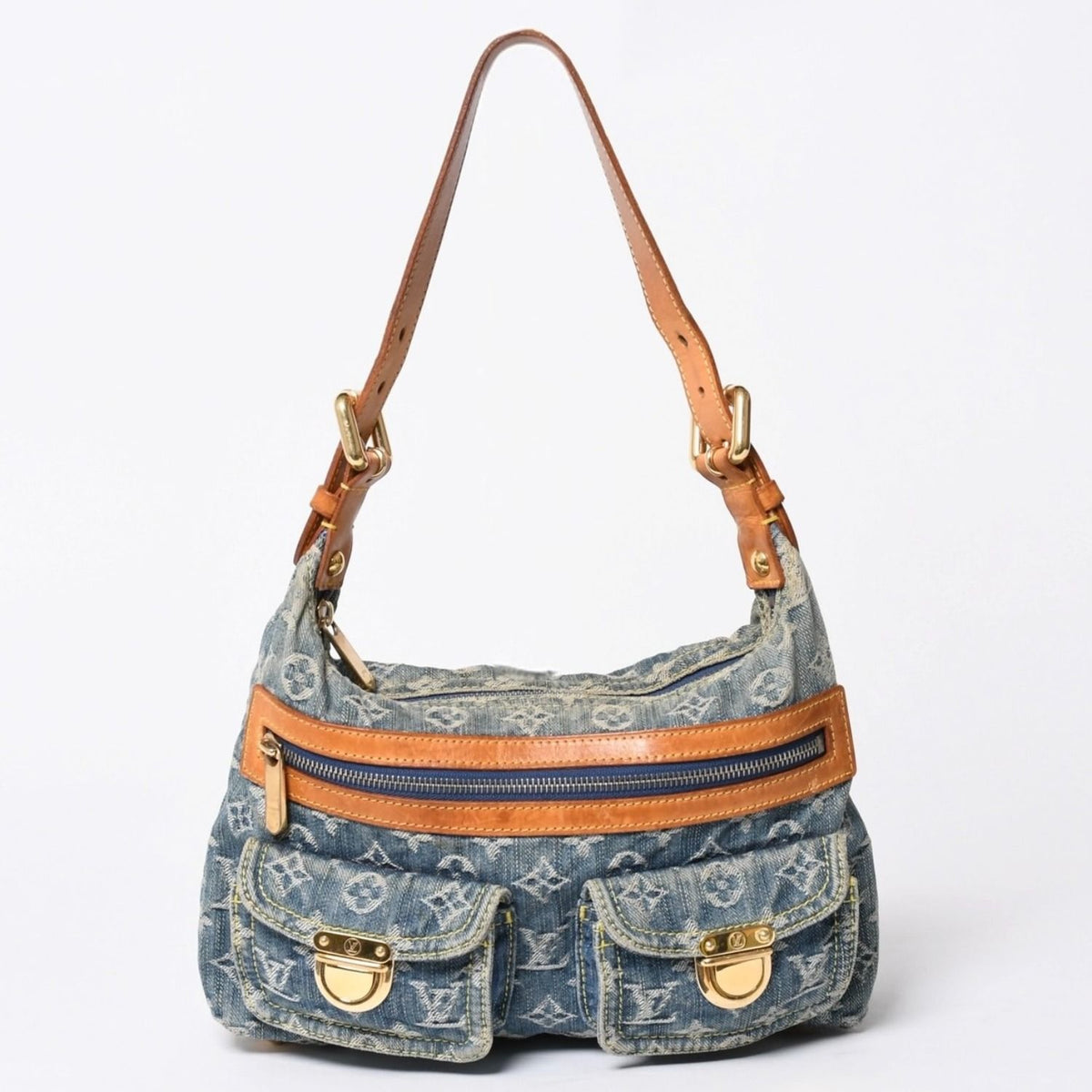 Louis Vuitton Monogram Denim Baggy PM Shoulder Bag Indigo Blue