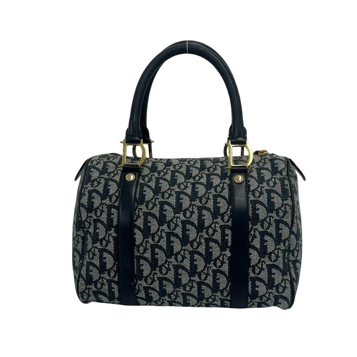 Dior Trotter Canvas Leather Mini Boston Bag Navy — view 3