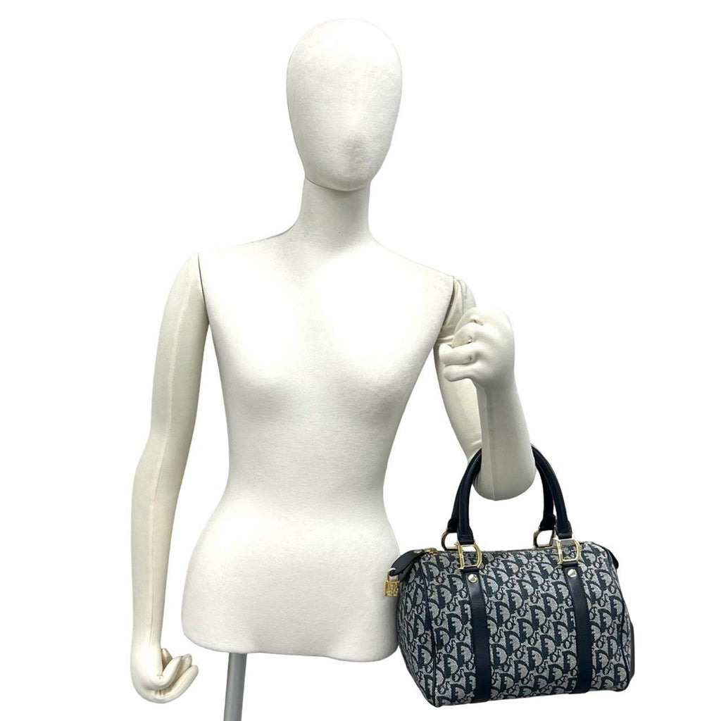 Dior Trotter Canvas Leather Mini Boston Bag Navy — view 2