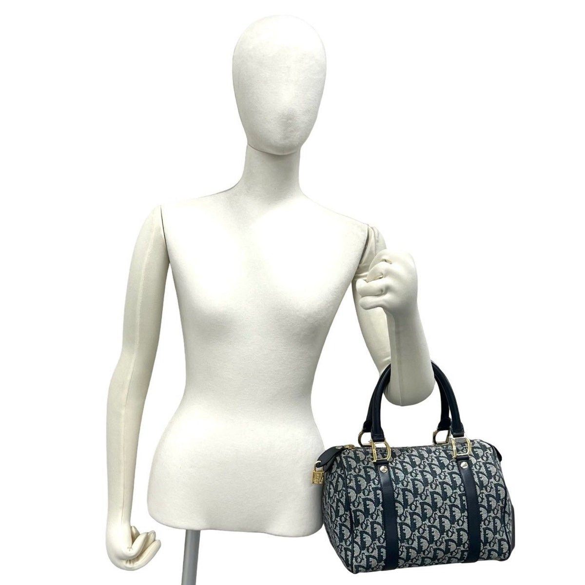 Dior Trotter Canvas Leather Mini Boston Bag Navy — view 2