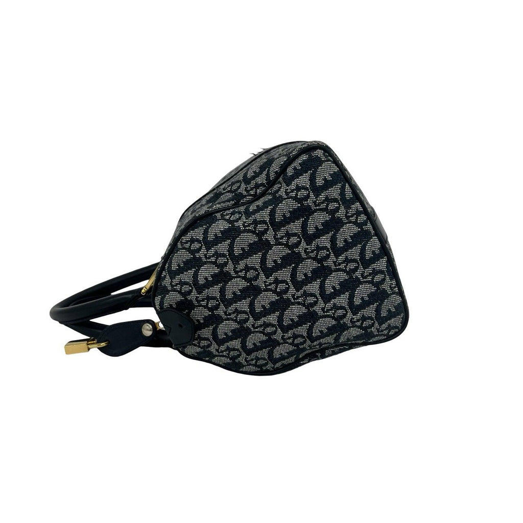 Dior Trotter Canvas Leather Mini Boston Bag Navy — view 5