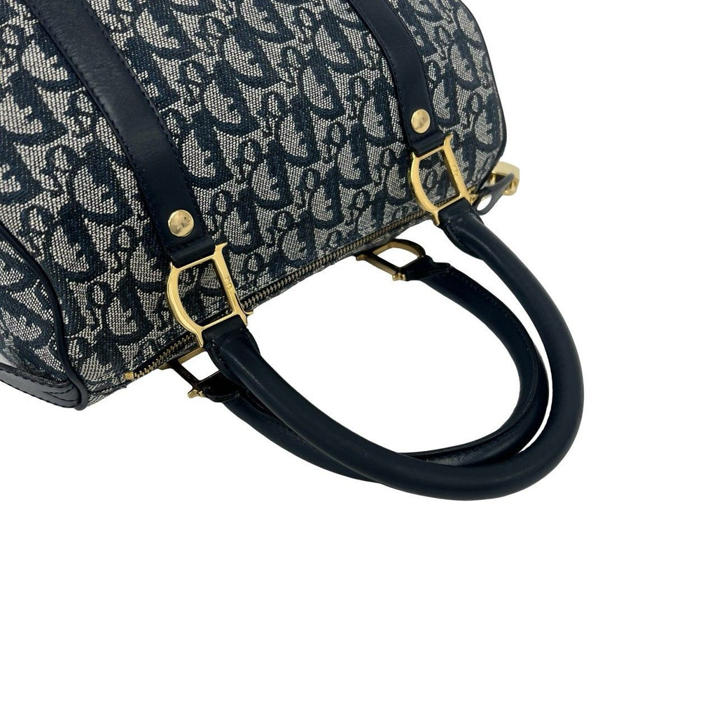 Dior Trotter Canvas Leather Mini Boston Bag Navy — view 4