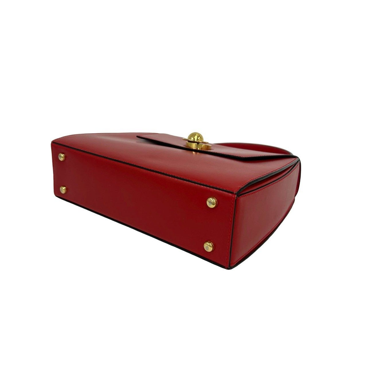 Celine Vintage Star Ball Logo Leather Handbag Mini Tote Red — view 8