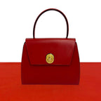 Celine Vintage Star Ball Logo Leather Handbag Mini Tote Red