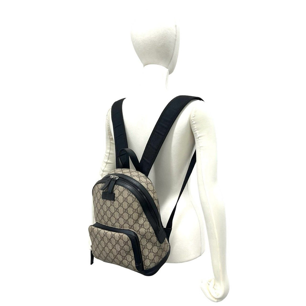 Gucci GG Supreme Logo Pattern Leather Backpack Beige Black — view 2