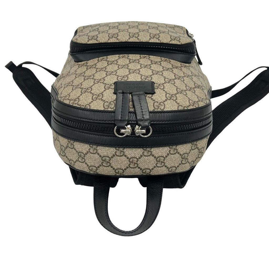 Gucci GG Supreme Logo Pattern Leather Backpack Beige Black — view 4