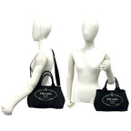Prada Canapa Triangle Logo Canvas 2-Way Shoulder Bag Mini Tote Black — view 2