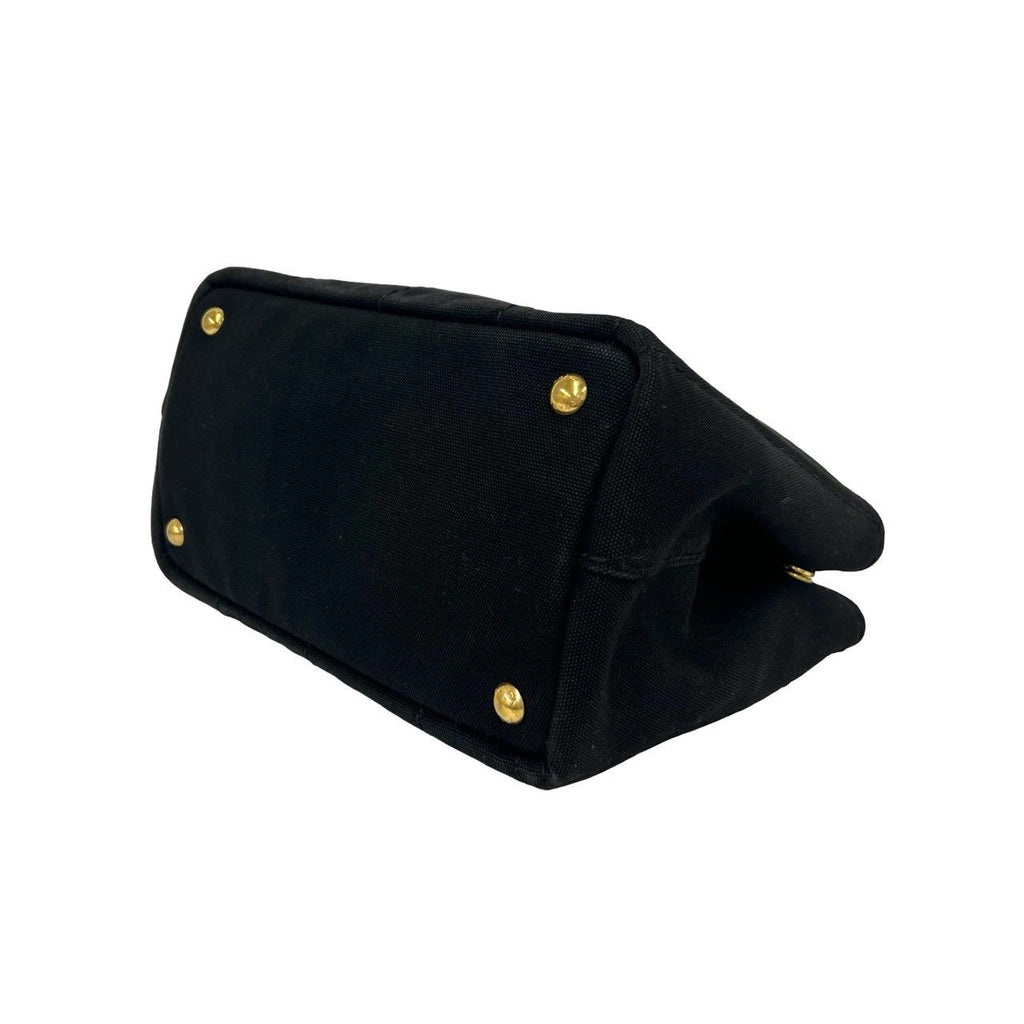 Prada Canapa Triangle Logo Canvas 2-Way Shoulder Bag Mini Tote Black — view 8