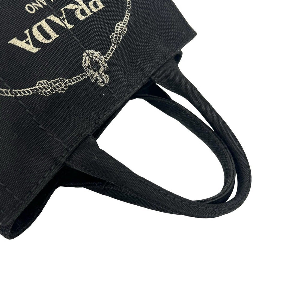 Prada Canapa Triangle Logo Canvas 2-Way Shoulder Bag Mini Tote Black — view 4