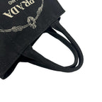 Prada Canapa Triangle Logo Canvas 2-Way Shoulder Bag Mini Tote Black — view 4