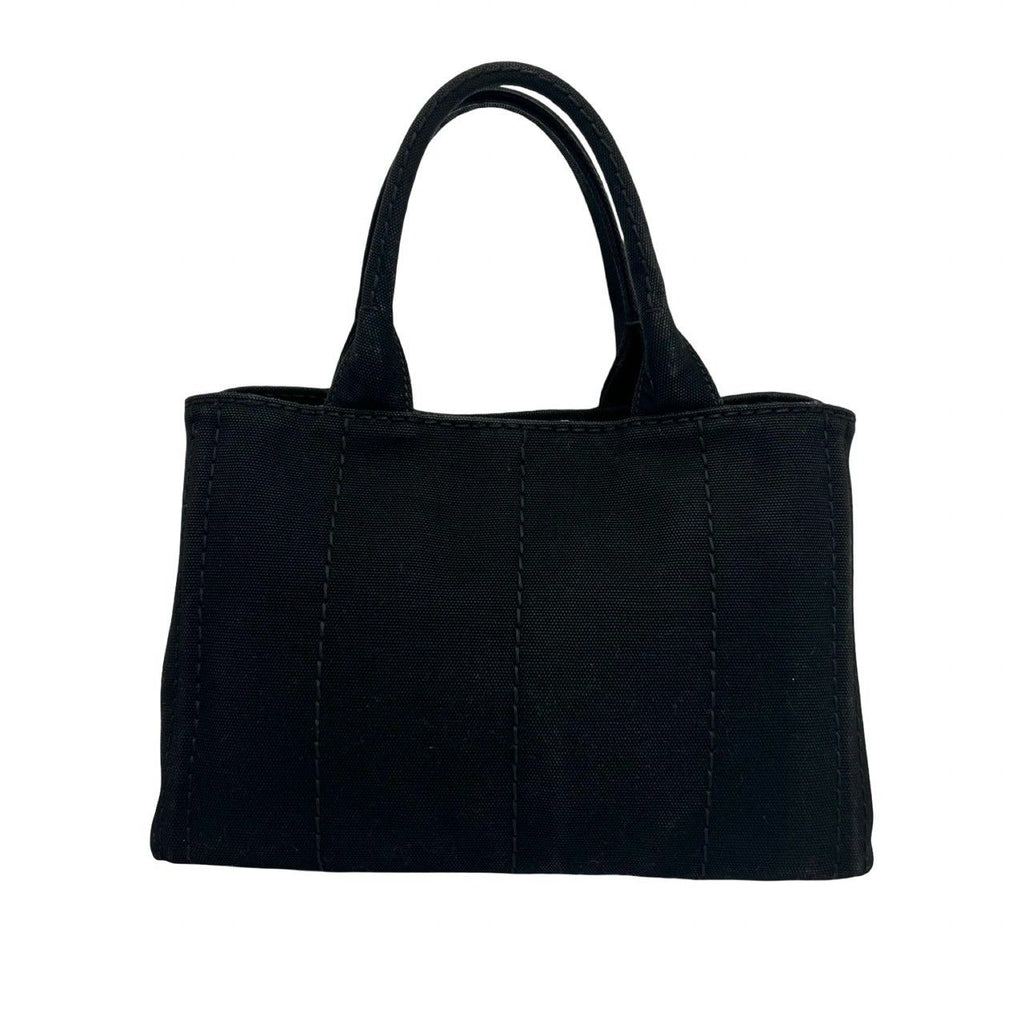 Prada Canapa Triangle Logo Canvas 2-Way Shoulder Bag Mini Tote Black — view 3
