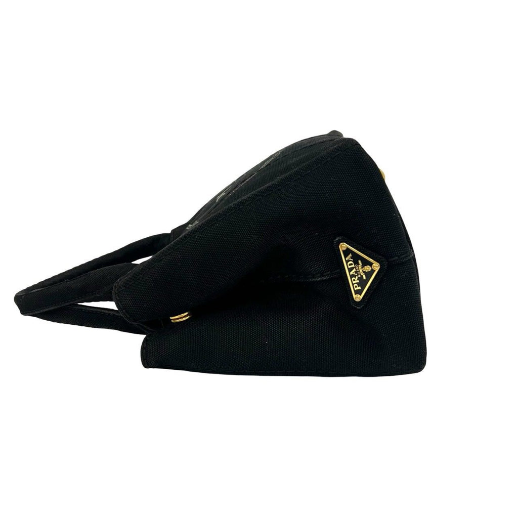 Prada Canapa Triangle Logo Canvas 2-Way Shoulder Bag Mini Tote Black — view 5