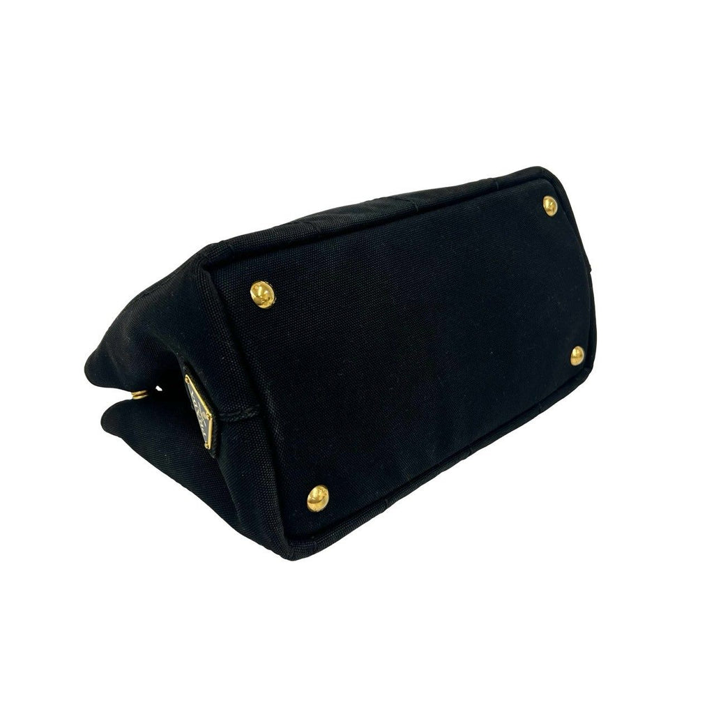 Prada Canapa Triangle Logo Canvas 2-Way Shoulder Bag Mini Tote Black — view 7