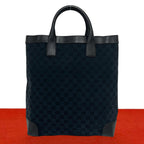 Gucci GG Canvas Pattern Leather Tote Bag Business Black