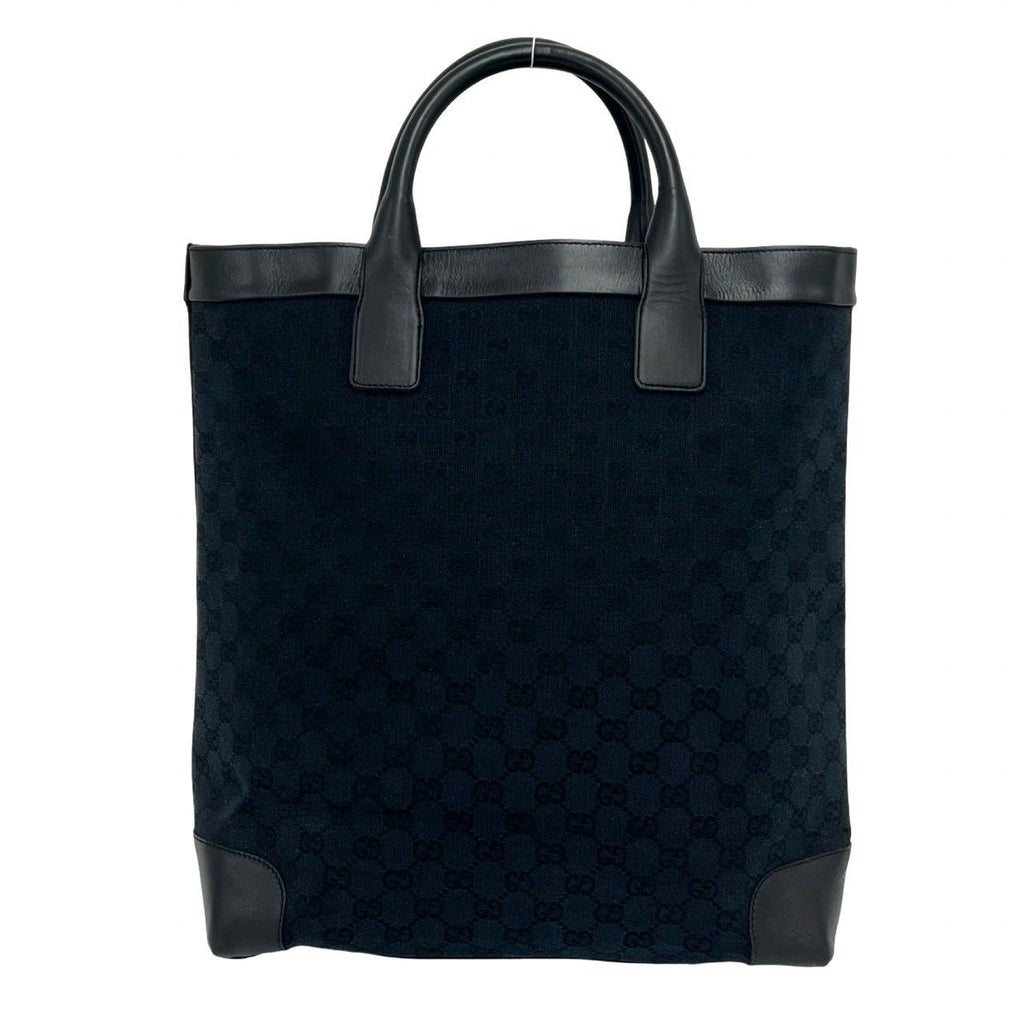 Gucci GG Canvas Pattern Leather Tote Bag Business Black — view 3