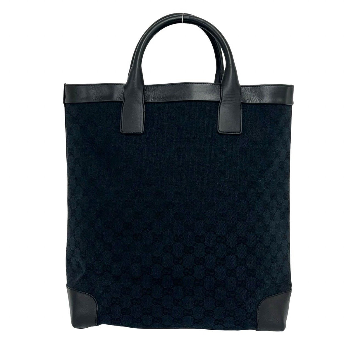 Gucci GG Canvas Pattern Leather Tote Bag Business Black — view 3