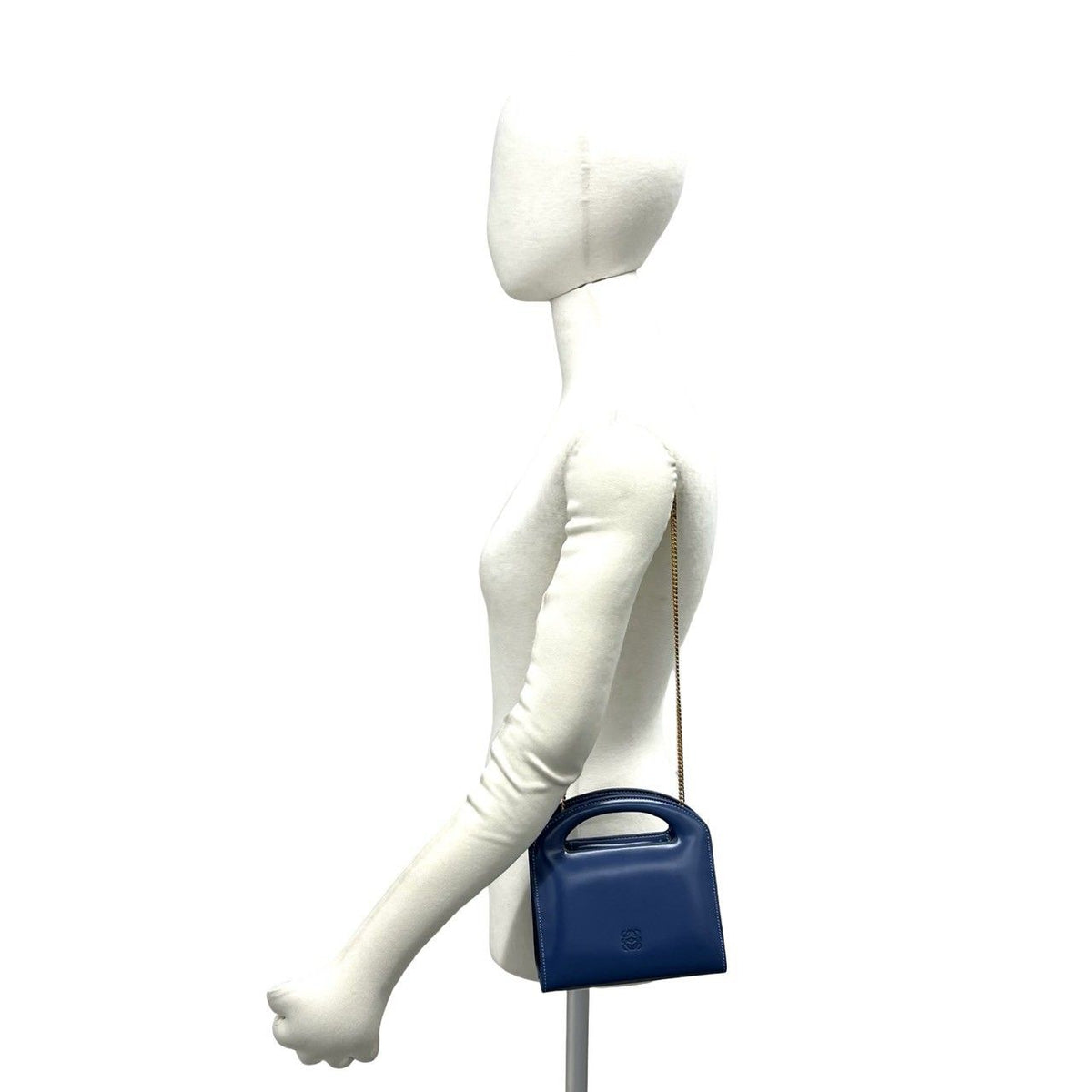 Loewe Vintage Anagram Logo Leather 2-Way Chain Shoulder Bag Blue — view 2