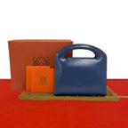 Loewe Vintage Anagram Logo Leather 2-Way Chain Shoulder Bag Blue