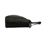 Celine Vintage Circle Logo Macadam Pattern Leather Handbag Mini Tote Brown Black — view 6