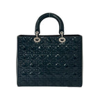 Dior Lady Cannage Stitch Patent Leather 2-Way Shoulder Bag Dark Green — view 3