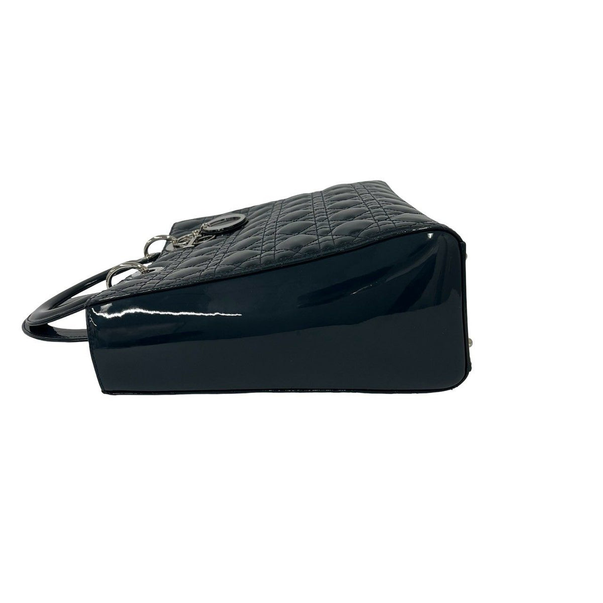 Dior Lady Cannage Stitch Patent Leather 2-Way Shoulder Bag Dark Green — view 5