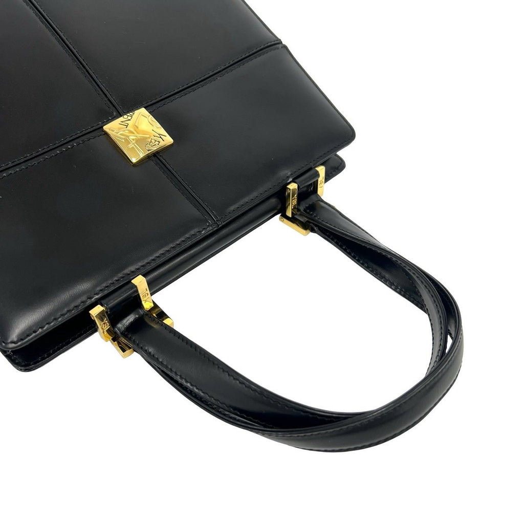 Saint Laurent Vintage YSL Logo Leather Handbag Black — view 4