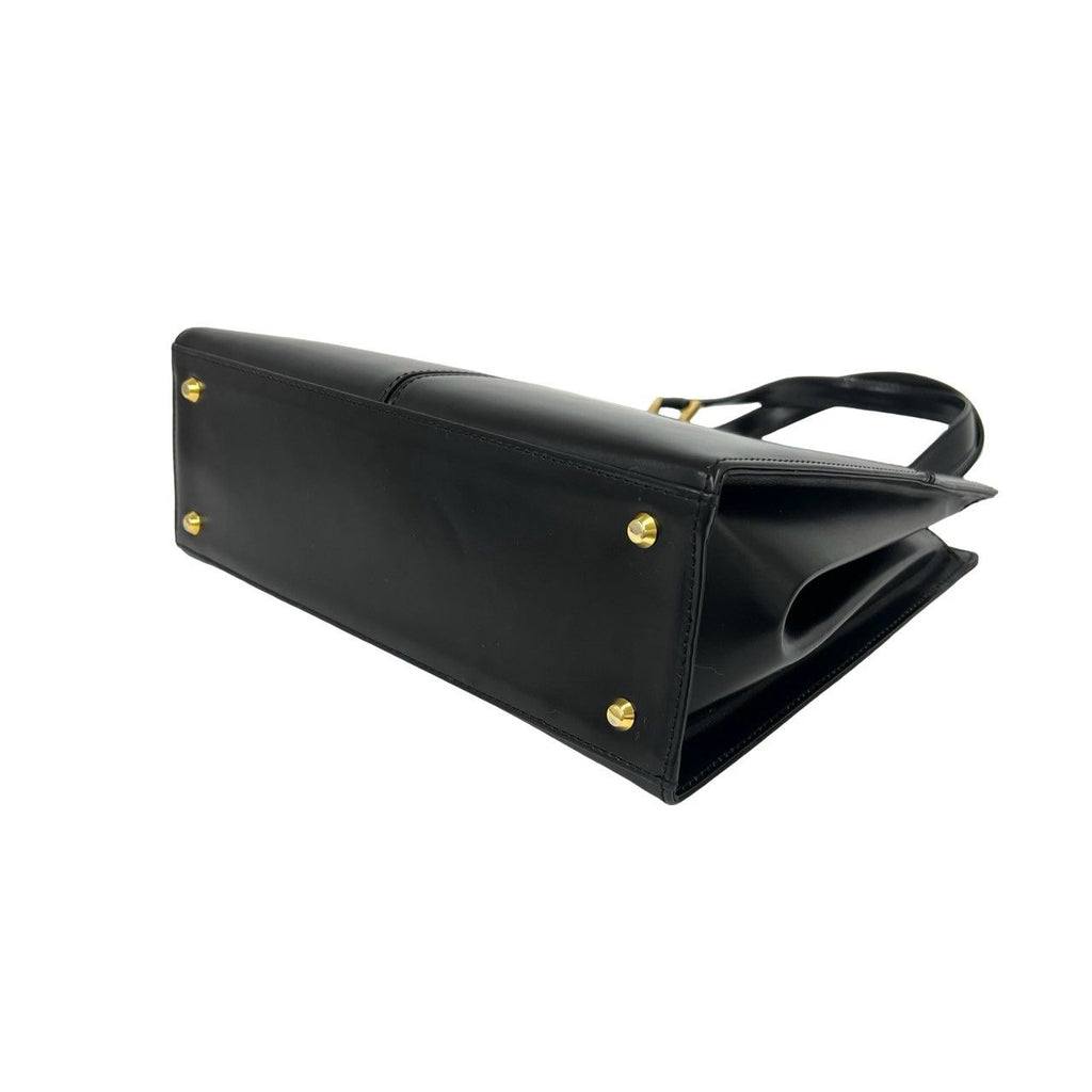 Saint Laurent Vintage YSL Logo Leather Handbag Black — view 8