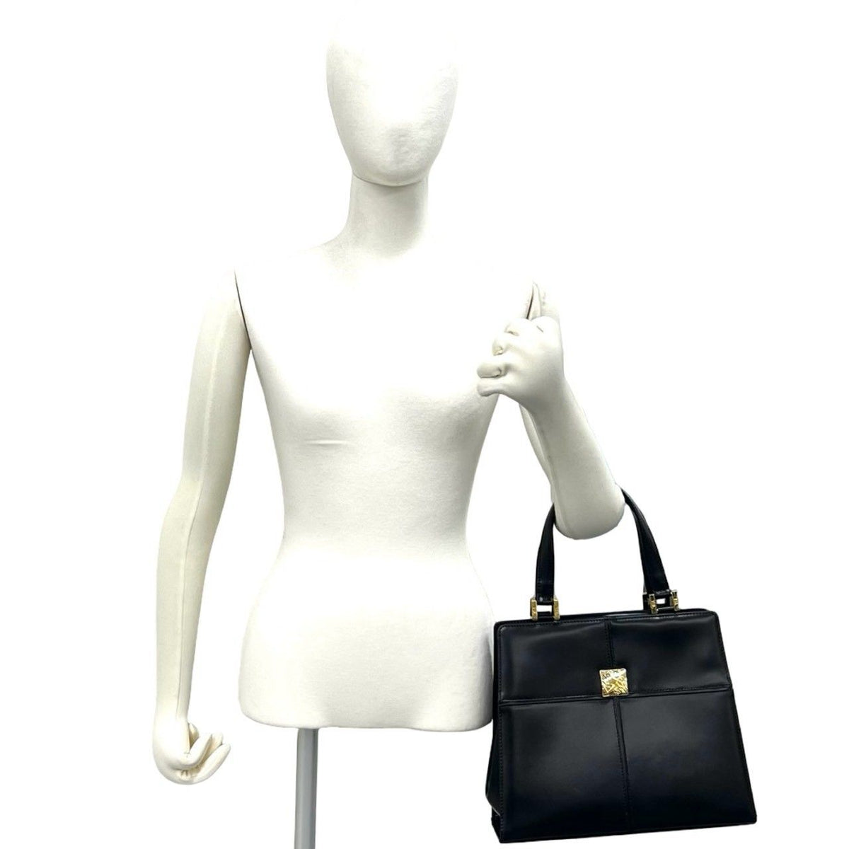 Saint Laurent Vintage YSL Logo Leather Handbag Black — view 2