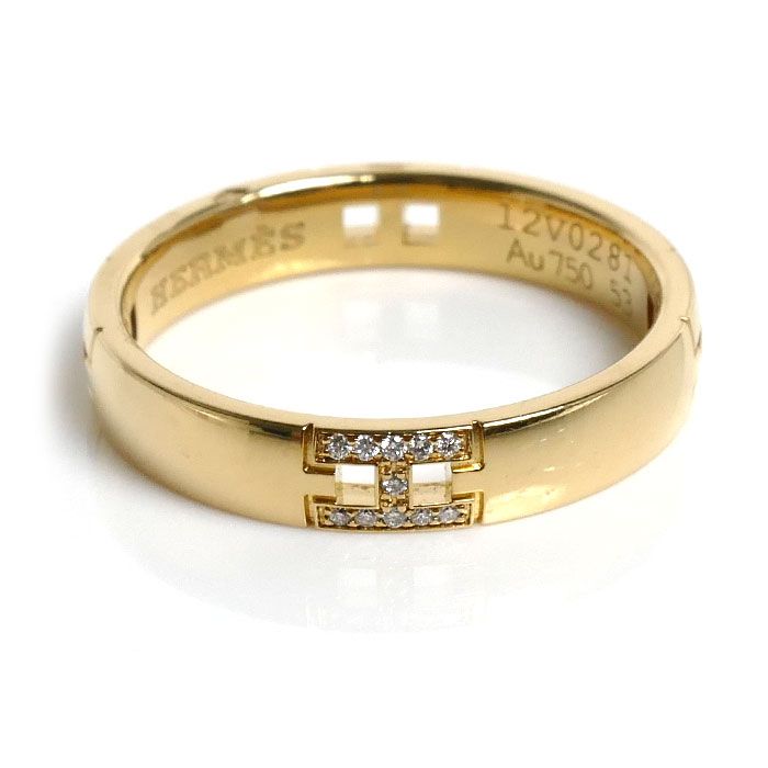 Hermes 18k Yellow Gold Hercules Ring Diamond — view 3