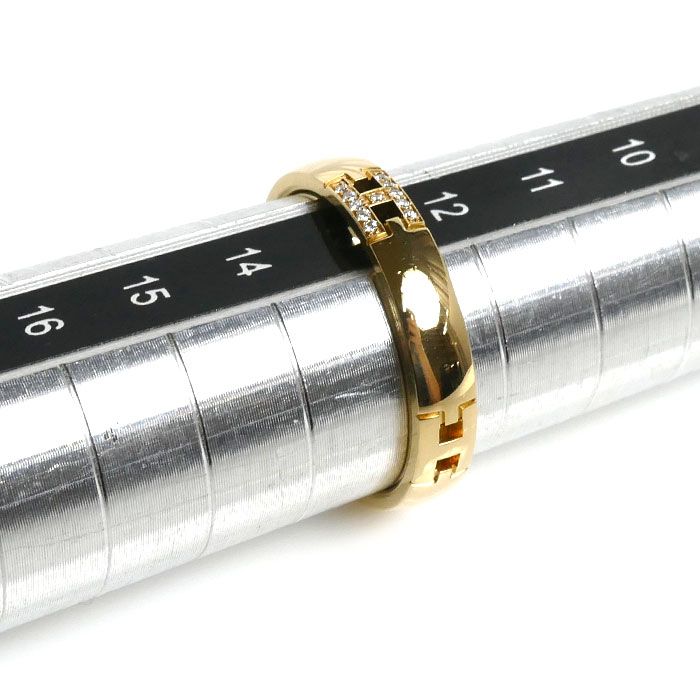 Hermes 18k Yellow Gold Hercules Ring Diamond — view 6