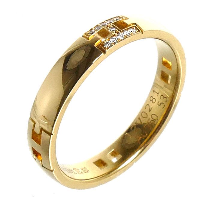 Hermes 18k Yellow Gold Hercules Ring Diamond — view 2