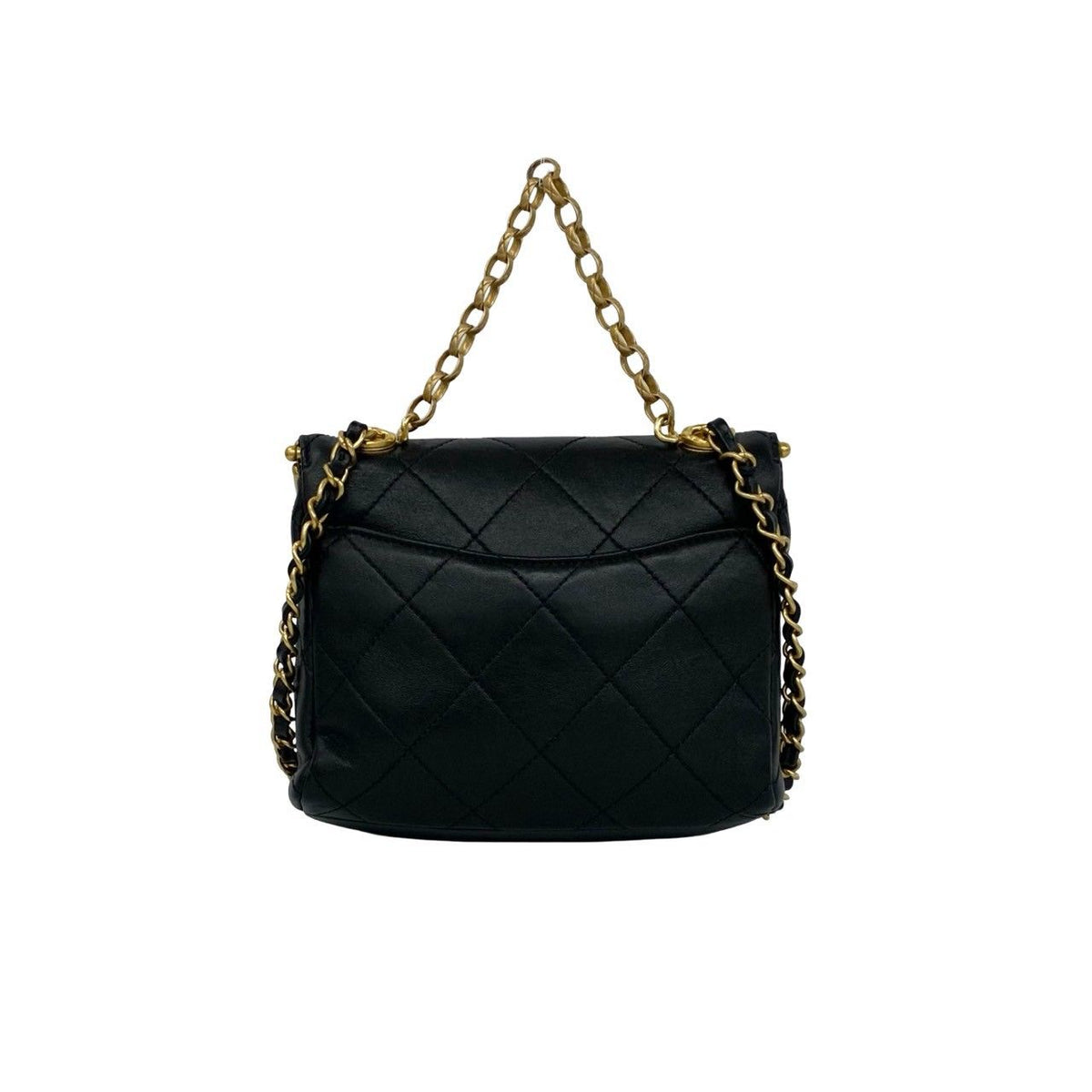 Chanel Quilted CC Logo Lambskin 2-Way Shoulder Bag Black — view 3