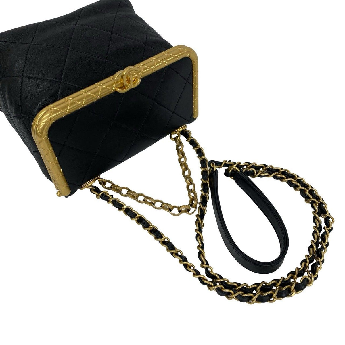 Chanel Quilted CC Logo Lambskin 2-Way Shoulder Bag Black — view 4
