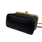 Chanel Quilted CC Logo Lambskin 2-Way Shoulder Bag Black — view 8