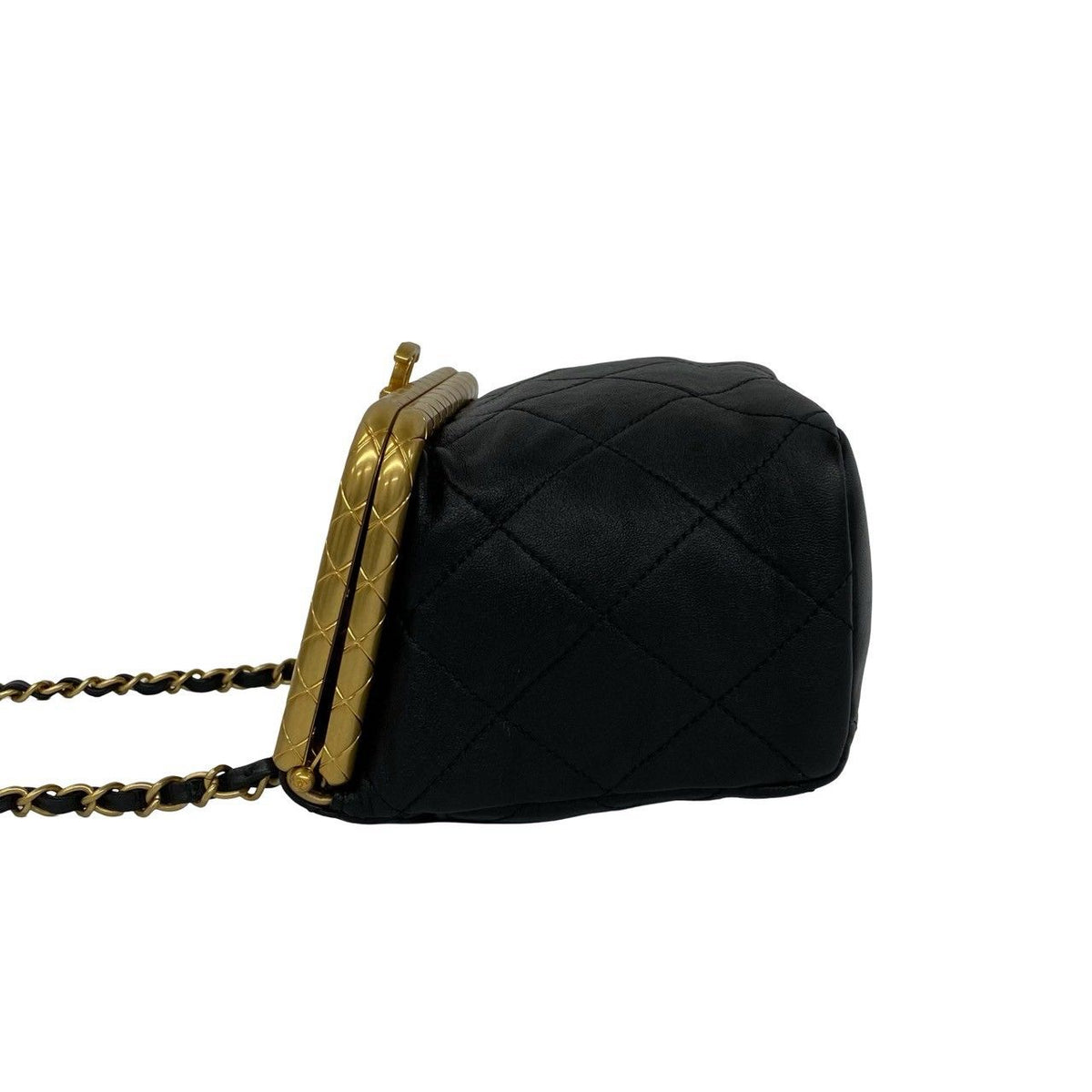 Chanel Quilted CC Logo Lambskin 2-Way Shoulder Bag Black — view 5