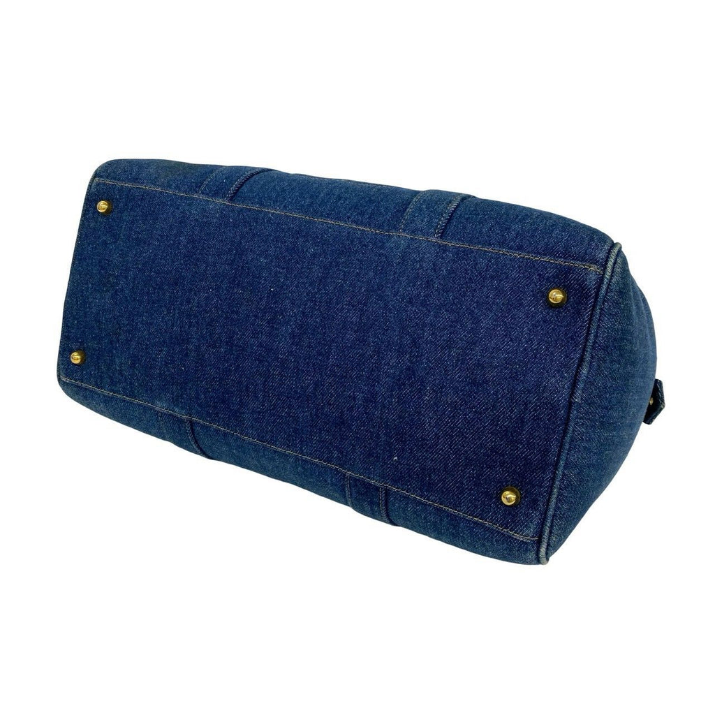 Chanel Vintage CC Logo Denim 2-Way Shoulder Bag Blue — view 8