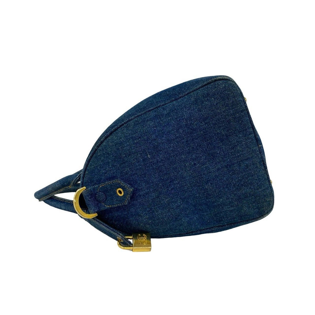 Chanel Vintage CC Logo Denim 2-Way Shoulder Bag Blue — view 5